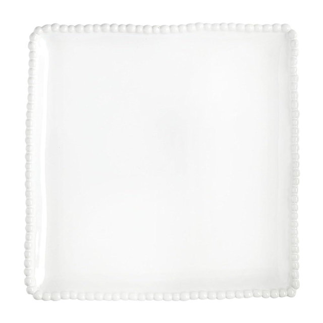 Santa Barbara Design Studio Serving Platter - Square Ceramic Tray with Beaded Rim, 10", White