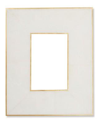 Brass Bordered Stone Picture Frame, White