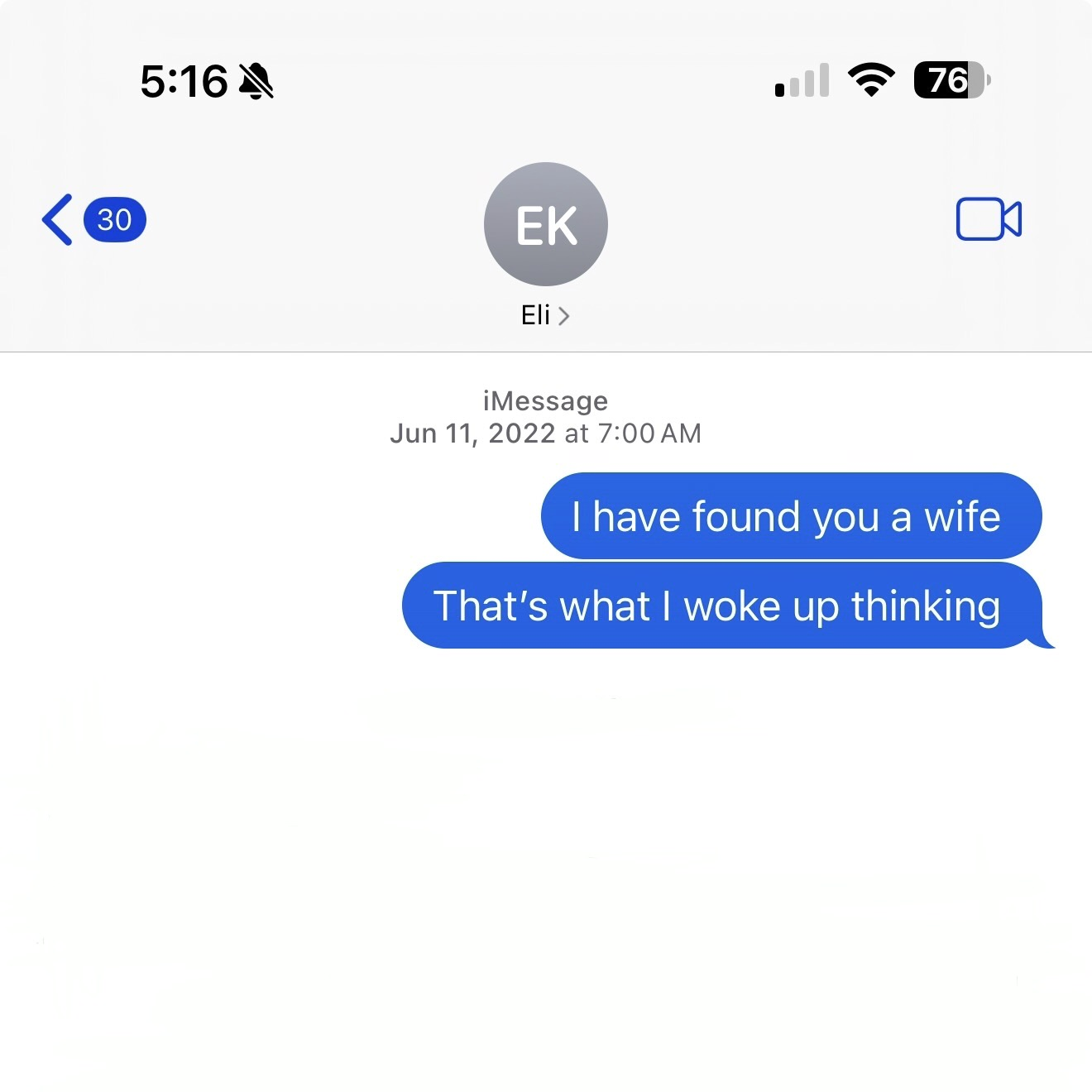 Anna's text to Eli on 06/11/22 - 3 years from our engagement date