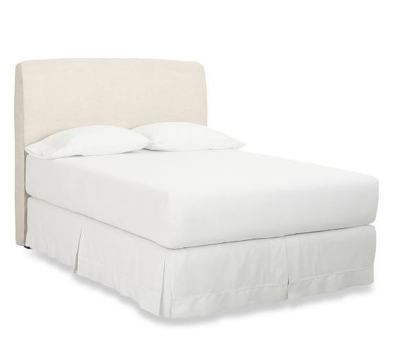 Lewis Queen Headboard Slipcover, Textured Basketweave Flax