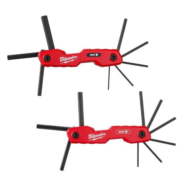 Milwaukee Electric - 17-Key Folding HEX Key Sets - SAE/Metric