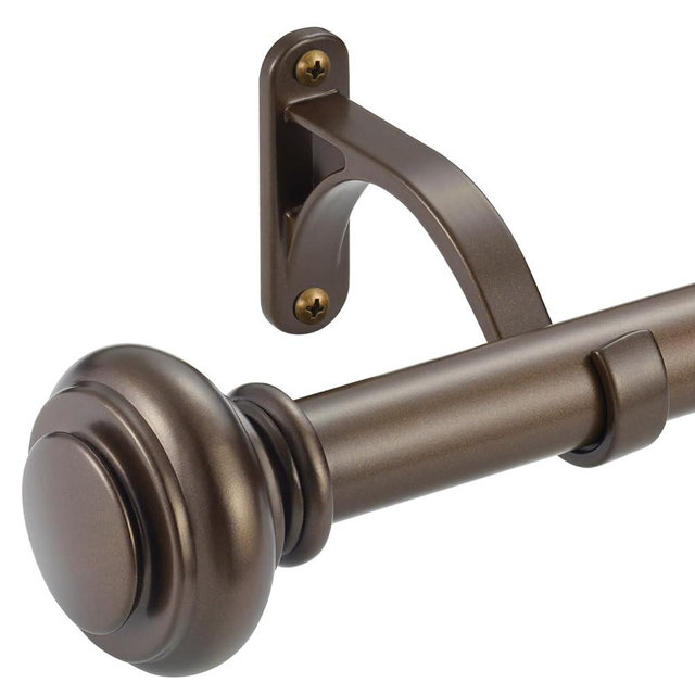 28-48 Inches Curtain Rods for Window, Vimayta 1 Inch Diameter Drapery Rod with Resin Finials, Ideal Adjustable Heavy Duty Single Curtains Rod for Bedroom, Living Room Decoration, Dark Bronze