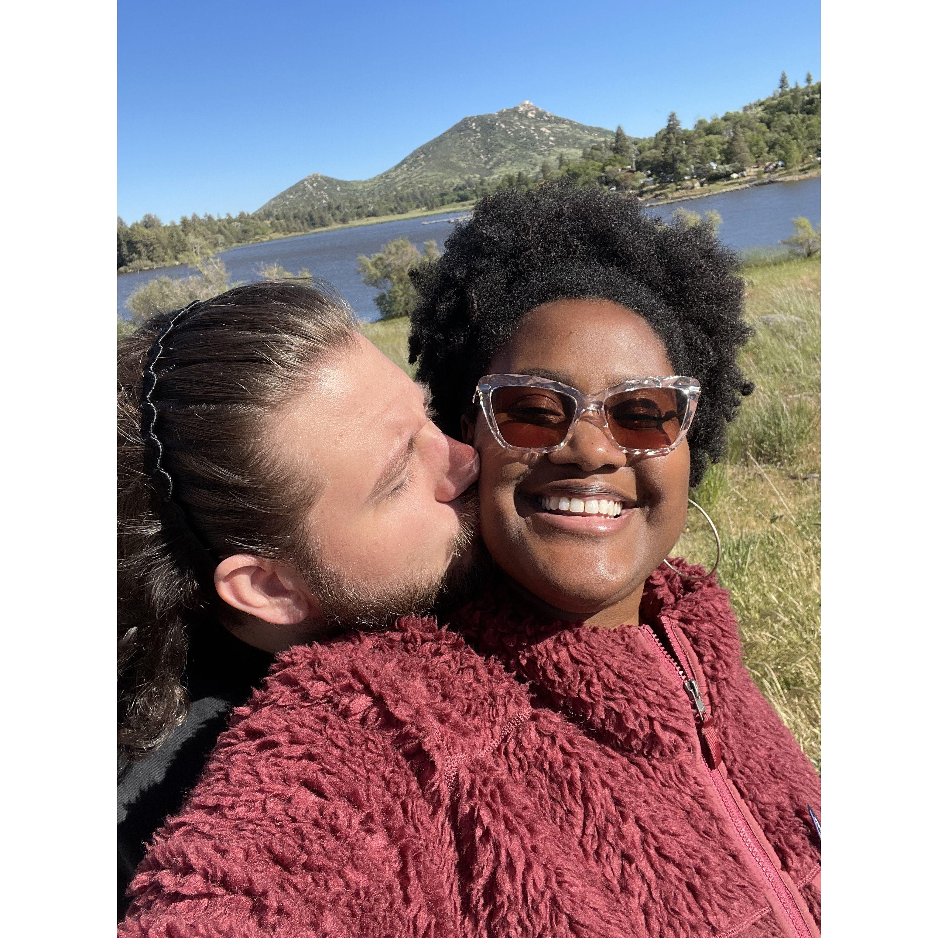 Enjoying a sunny day at Lake Cuyamaca together.