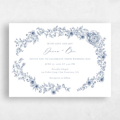 Dark Cobalt, Blue Wedding Invitation - Taylan Landscape