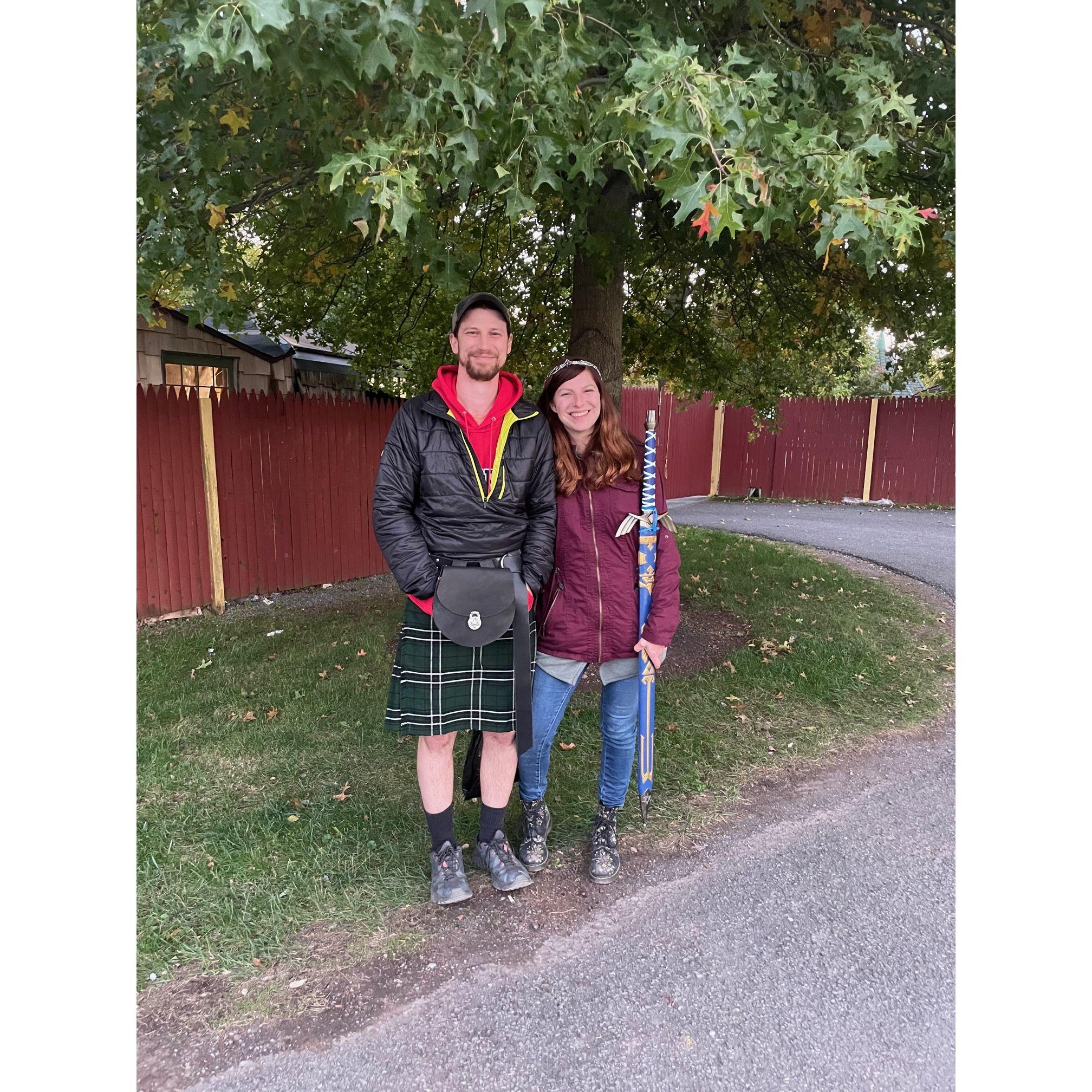 First RenFaire as a couple. I ended up with the Master Sword and he looks good in a kilt.