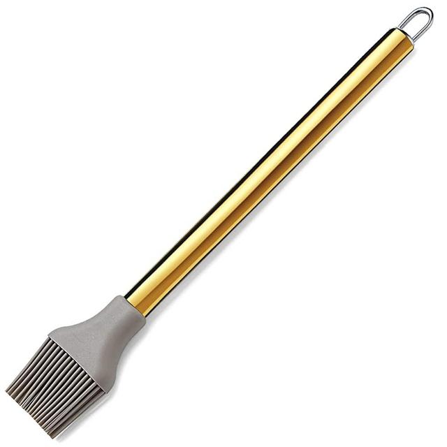 Gold Basting Brush, Berglander Non-stick Silicone Kitchen Brush For Cooking With Titanium Gold Plating Handle, Barbeque Brush, Pastry Brush, BBQ Brush, Dishwasher Safe, Easy to Clean