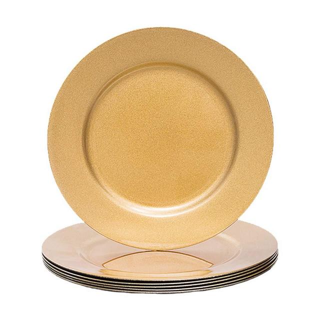 MAONAME Gold Charger Plates, 13-Inch Dinner Chargers, Round Plastic Plate Chargers for Wedding, Elegant Tabletop Decor (6, Gold)