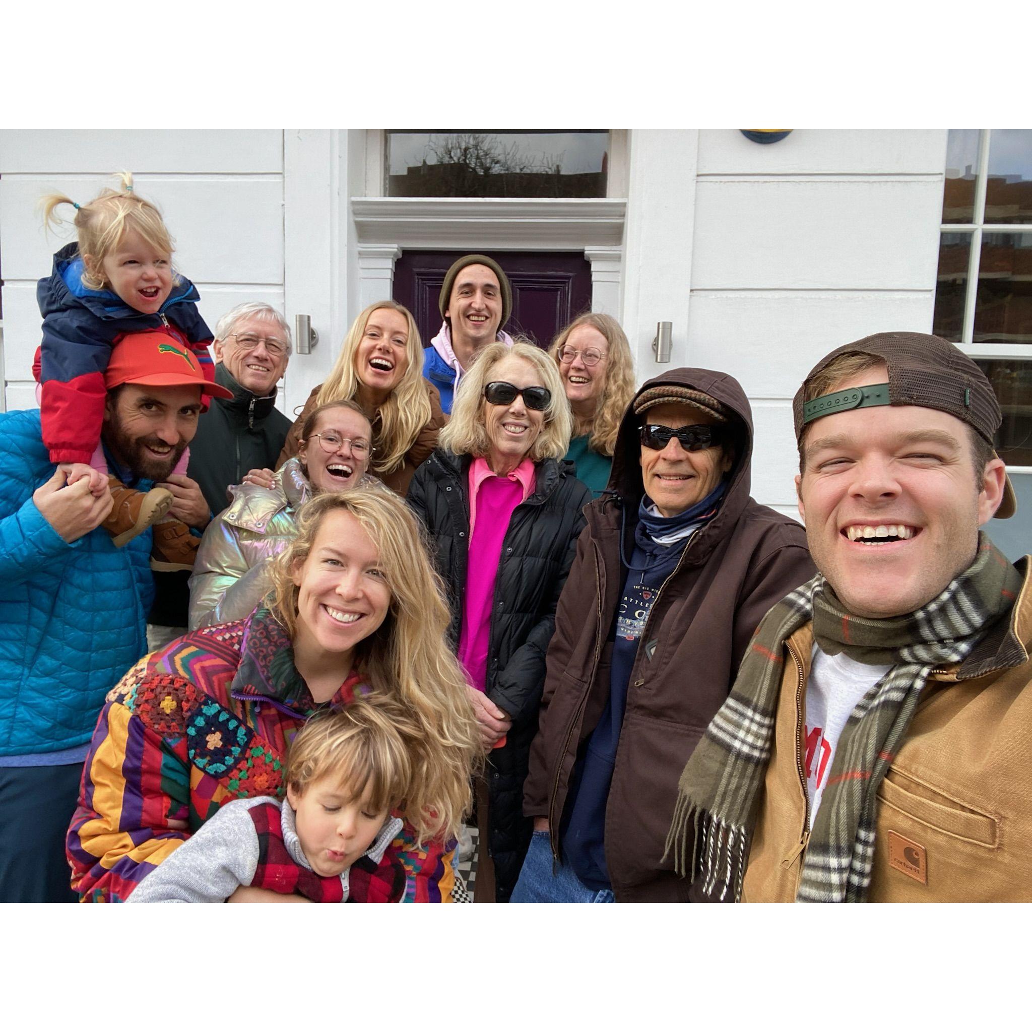 Our families agreed to rendezvous with us in London. It was the first time our families were meeting each other in person AND we all stayed in the same house for a week. Coolest trip ever.