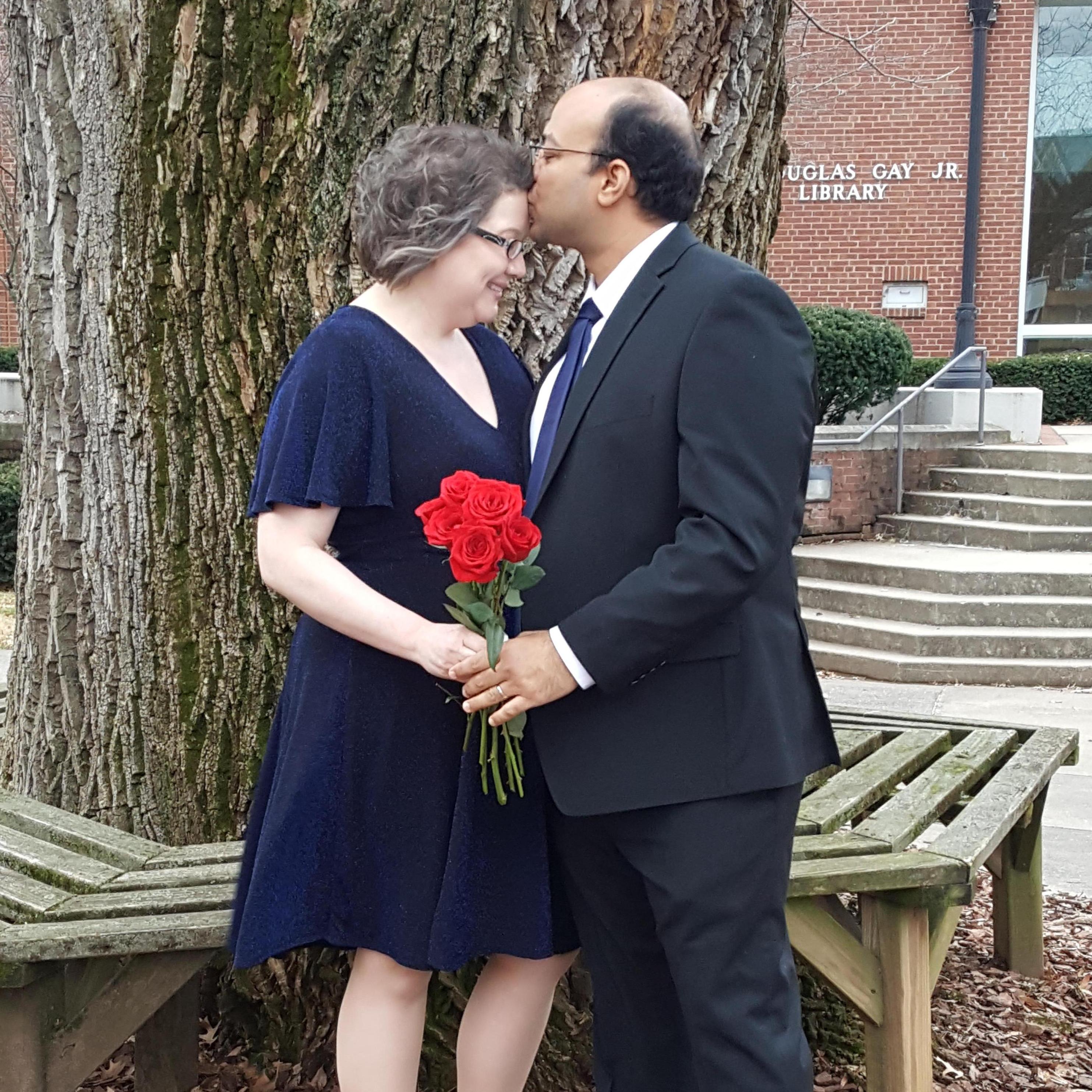 At Transylvania University's Kissing Tree after the ceremony.