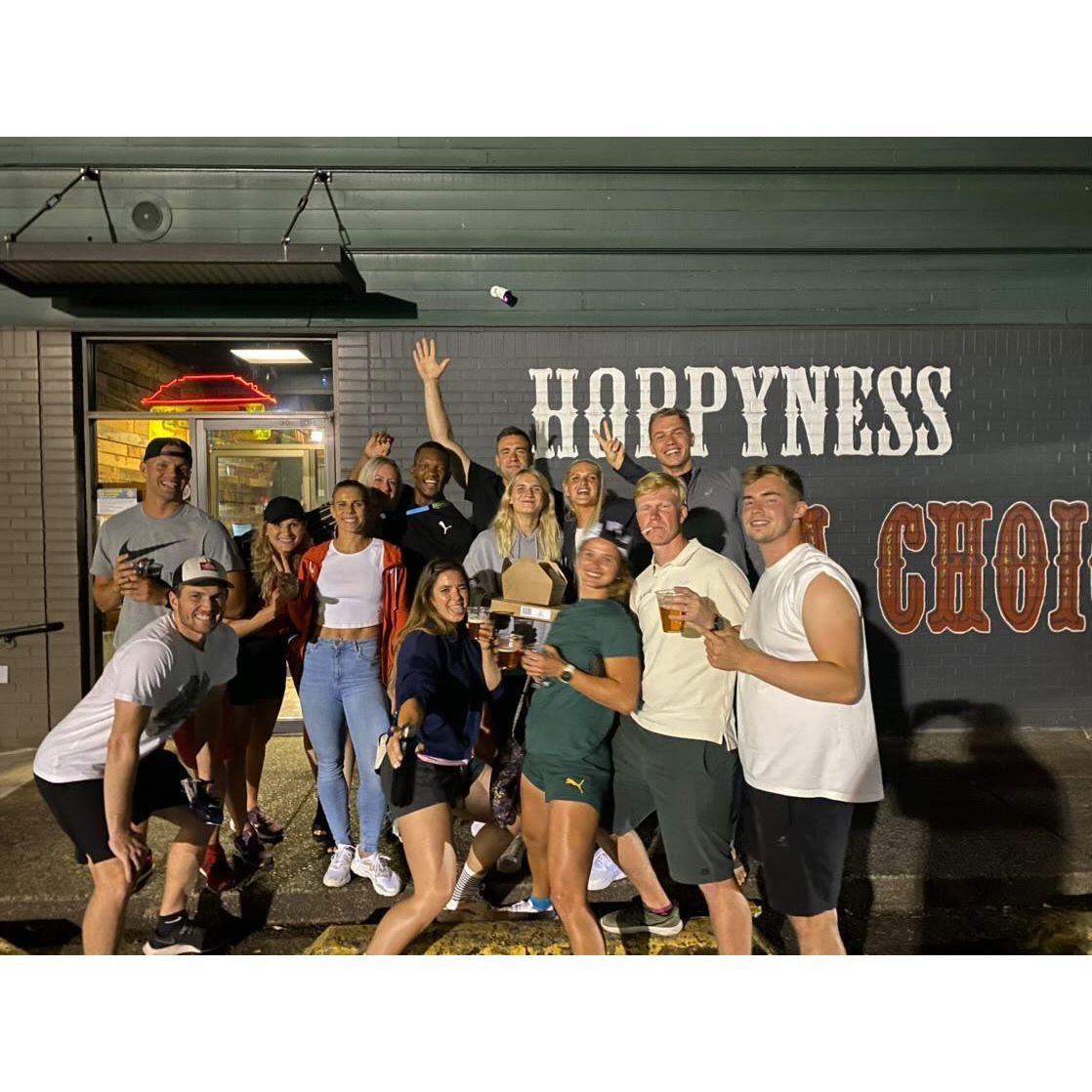 July 23rd, 2022- Maggie competed in the World Championships. One of our favorite parts about javelin is community. We love our international thrower-friends! Nothing like a beer after a hard day.