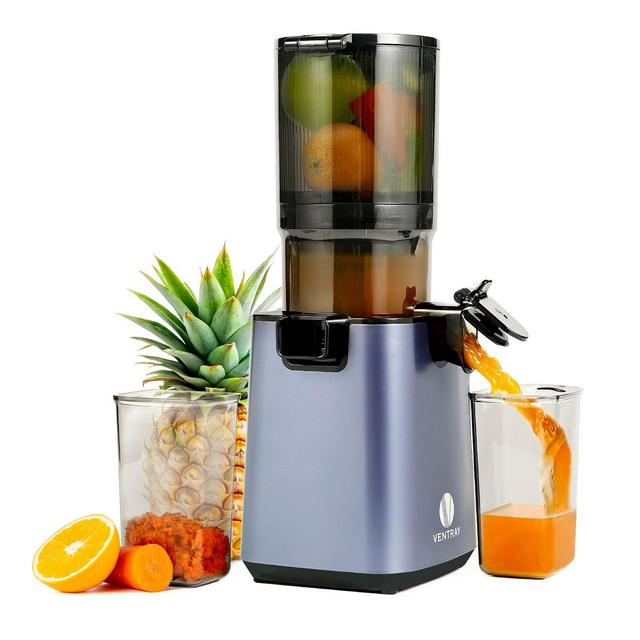 Cold Press Juicer, Masticating Juicer with 5.1 Inch Large Feed Chute, 250W Power High Juice Yield for Batch Juicing - Purple