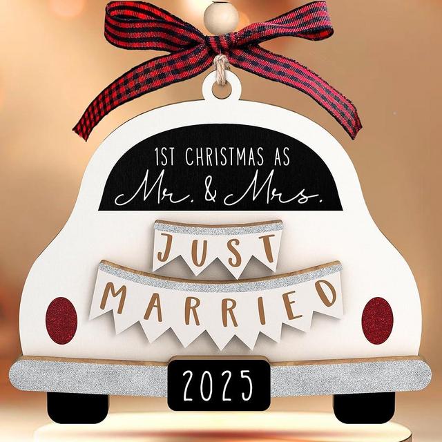 Pawzity Wedding Gifts - Mr and Mrs Gifts - Wedding Gift for Couples 2025, Bride, Future Mr and Mrs - Bridal Shower Bride Gift Ideas for Her, Married Couple, Newlywed - Wood Ornament 2025