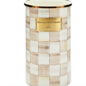 Mocha Check Utensil Holder