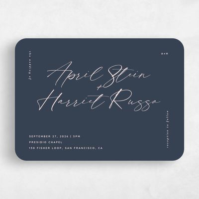 Blue Rounded Wedding Invitation - Gilmore Landscape