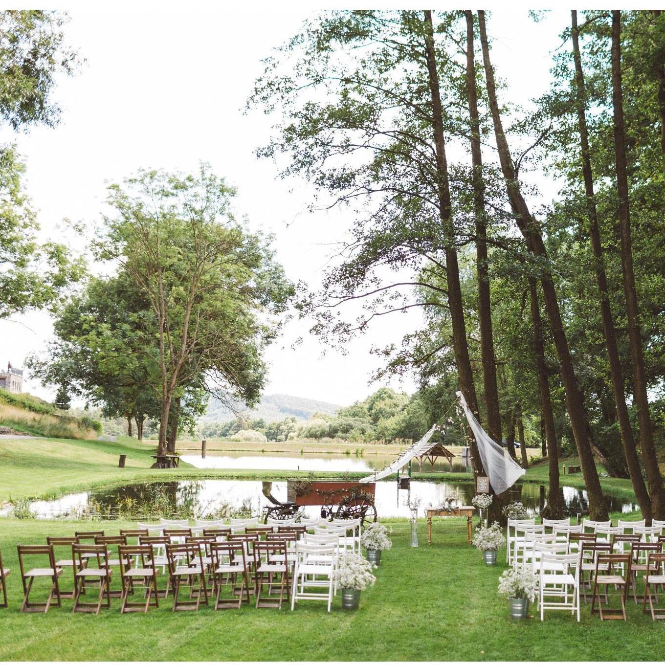 The ceremony can be outside by this beautiful lake.