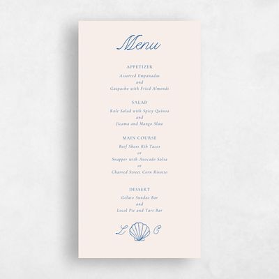 Blue Nautical Wedding Menu - Boracay