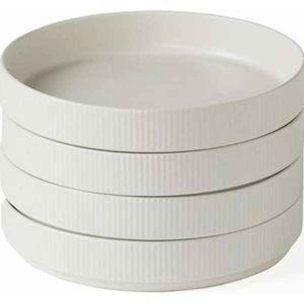 famiware Star 7.5" Pasta Bowls Set, Salad Bowl Set of 4, Double Reactive Glaze, Stackable, Perfect for Your Friend for Housewarming, Thanksgiving, Christmas, Matte White