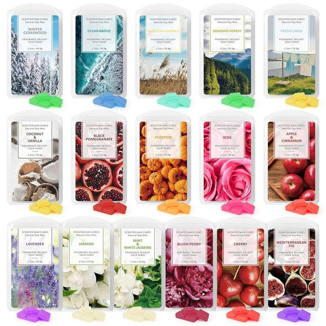 Scented Wax Melts, Wax Melts Wax Cubes, Soy Wax Cubes for Warmer Wax Melts Gift Set for Mom 16 Pack (16x2.5oz)