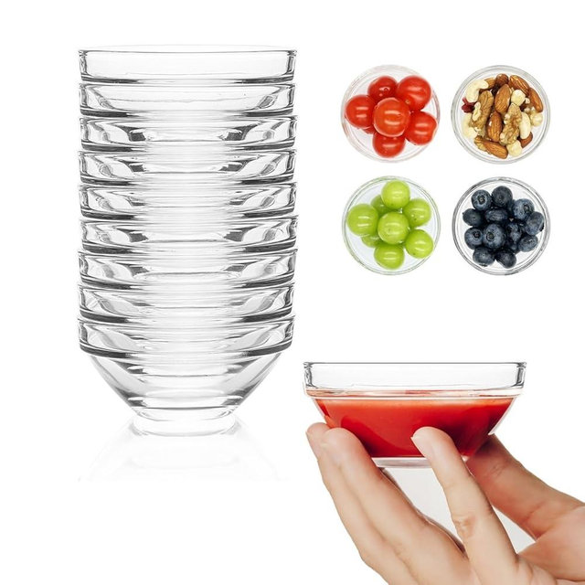 BGHEOUYV Small Glass Bowls, 3in 2.5oz Small Prep Bowls, 10 Pack Dipping bowls, Sauce Bowls for Spice, Ramekins, Snack, Candy, Dessert, Ice Cream