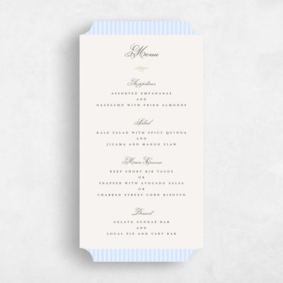 Blue Ticket Wedding Menu - Dinard