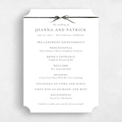 White Ticket Wedding Program - Brunate