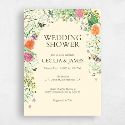 Cream, Beige Wedding Wedding Shower Invitation - Rosalind Portrait
