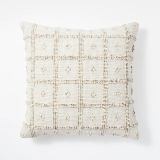 Woven Cotton Tufted Square Throw Pillow Cream - Threshold™ designed with Studio McGee