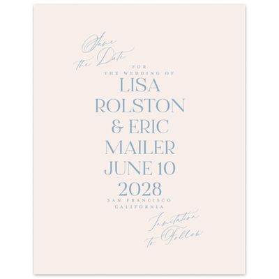 Dusty Blue Wedding Digital Save the Date - Menton Portrait