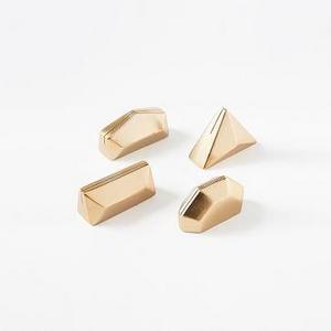 Geo Placecard Holders, Assorted Set of 4, Gold