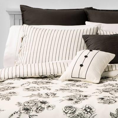 Mariella Floral Stripe 8pc Bed Set Charcoal