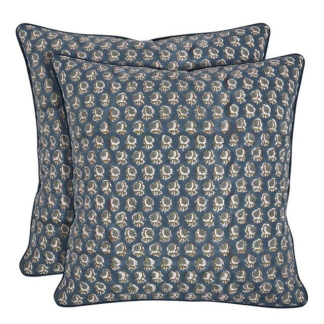 Ridhi Modern Farmhouse Pillow Covers Decorative Cotton Throw Pillow Covers Set of 2 Peacock Blue Cushion Covers for Boho Couch Sofa Bed Living Room Spring Home Decor 20x20