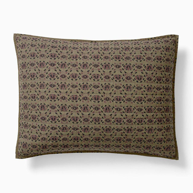 Gemma Reversible Print Mix Standard Sham, Dark Olive