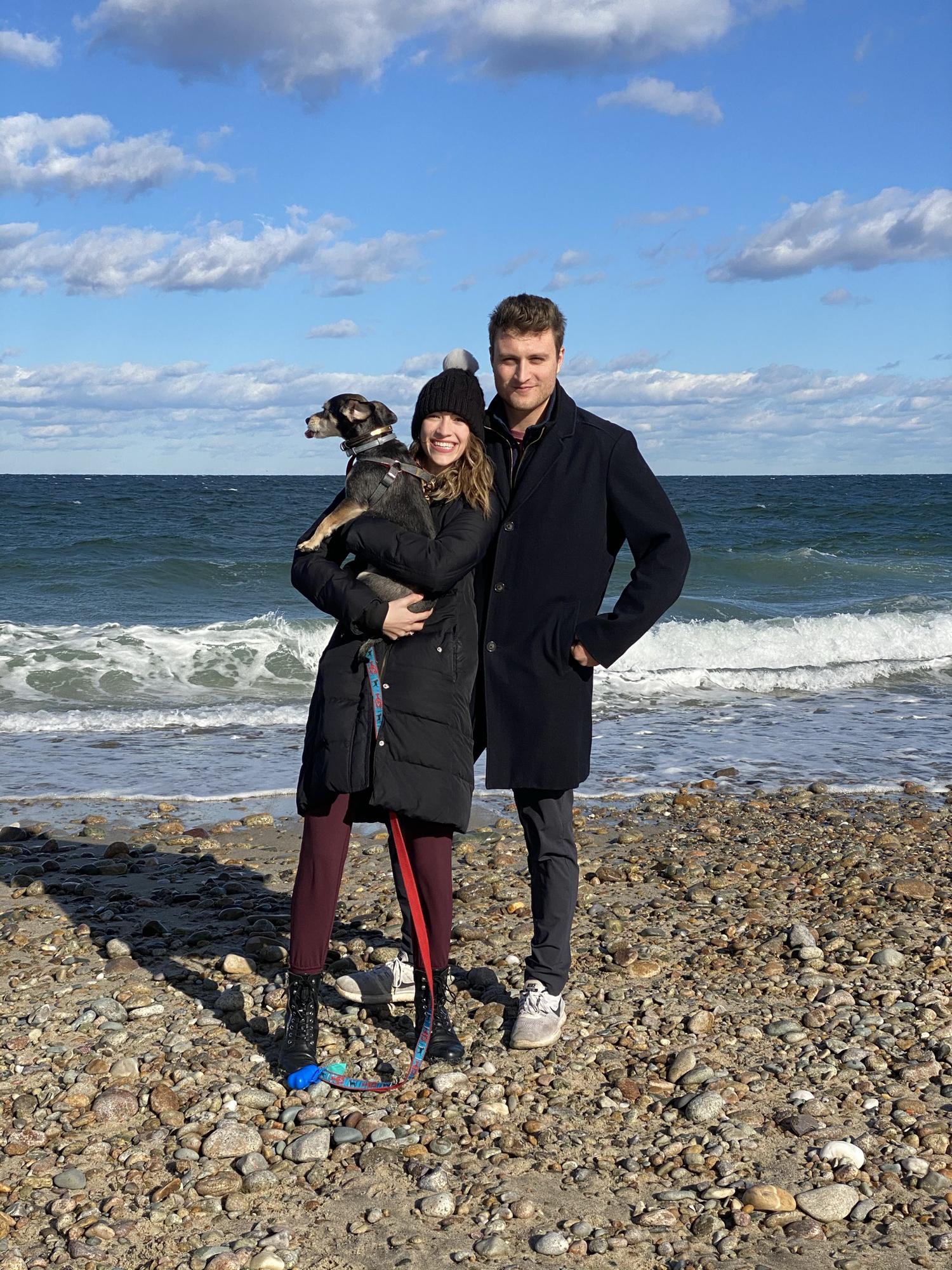 Celebrating winning both our fantasy football championships with Danny on Cape Cod, Christmas 2020.