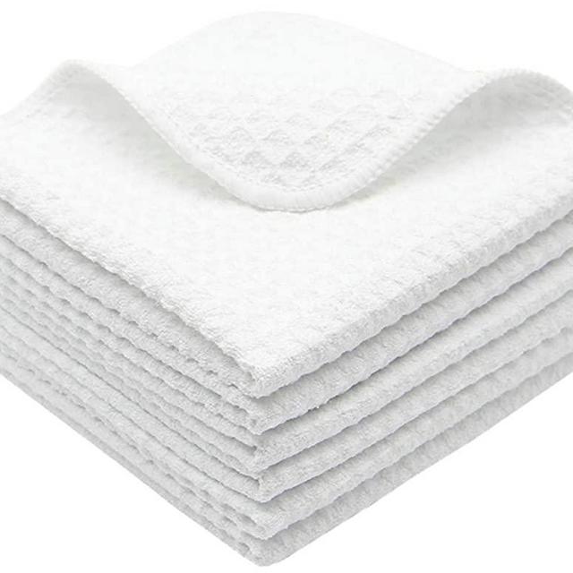 VeraSong Microfiber Kitchen Cleaning Cloth Thick Dish Rags Waffle Weave Washcloths Dish Cloths Ultra Absorbent Odor Free 12inch X 12inch 6 Pack White