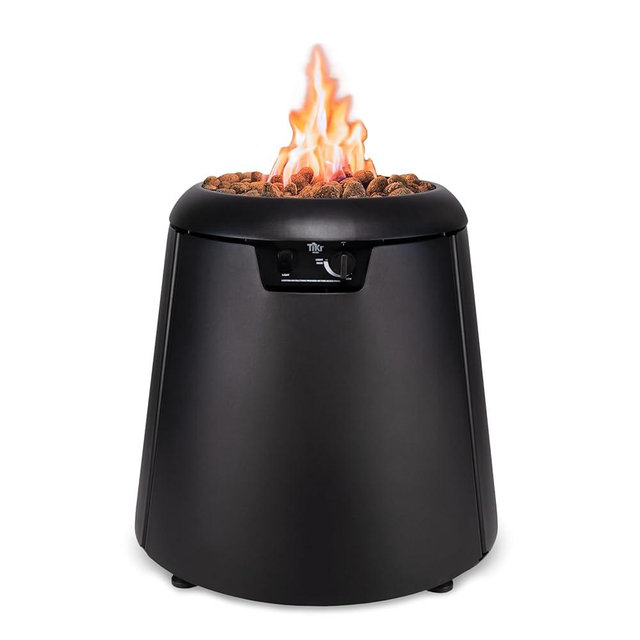 TIKI Brand Customizable Propane Fire Pit, 40,000 BTU 28.5" Outdoor Gas Fire Pit Table, Includes Burner Cover and Lava Rocks, Modern Look to Elevate Your Outdoor Space, Black