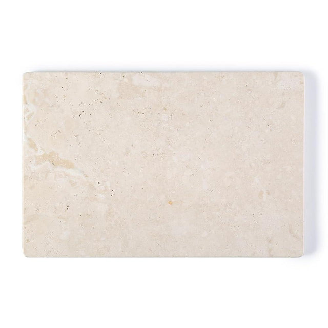 Koville Natural Travertine Marble Cutting Board for Kitchen Counter, 12" x 8" Real Stone Slab Marble Cheese Board for Home Decor, Stone Pastry Boards Bathroom Perfume Tray Candle Plate