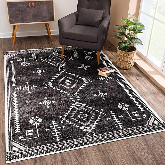 Bloom Rugs 3 x 5 Rug - Charcoal/Gray Tribal Geometric Area Rug for Living Room, Bedroom, Dining Room, and Kitchen - Exact Size: 3' x 5'