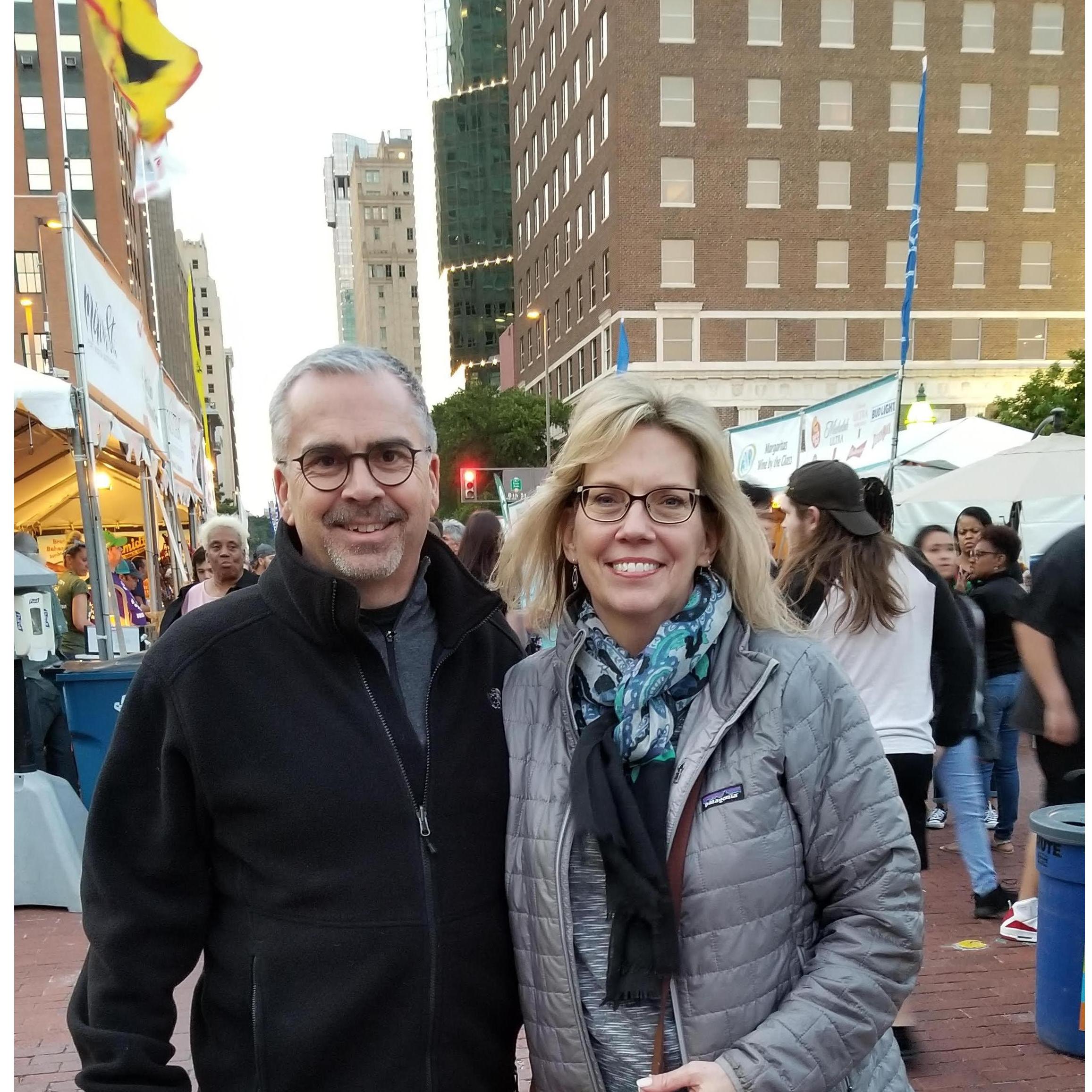 The Main Street Arts Festival in Fort Worth. We've been attending this event every year since we've met. It was actually our first trip as a "couple"!