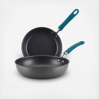 Create Delicious Hard-Anodized Aluminum Nonstick Deep Skillet, Set of 2