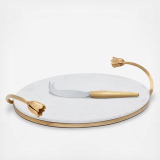 Deco Leaves 2-Piece Cheese Serving Set