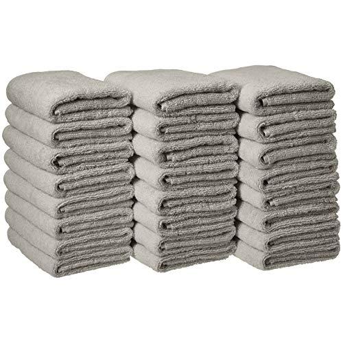 AmazonBasics Cotton Hand Towels - Pack of 24, Grey
