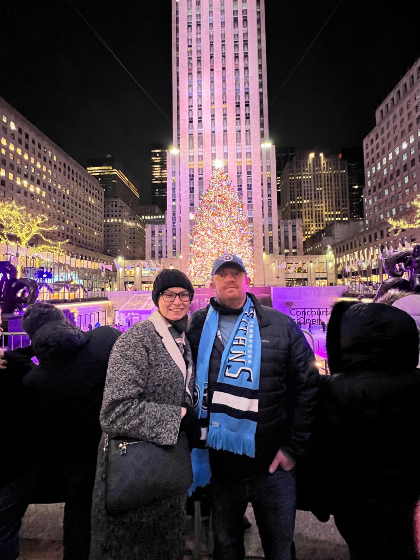 New Year's Eve in New York City! Our first travel experience as a couple! Photo taken at Rockefeller Center.
