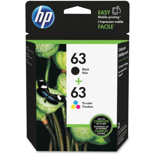 HP 63 Black & Tri-color Original Ink, 2 Cartridges (L0R46AN)