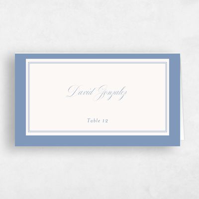Denim Blue Wedding Place Card - Topaz