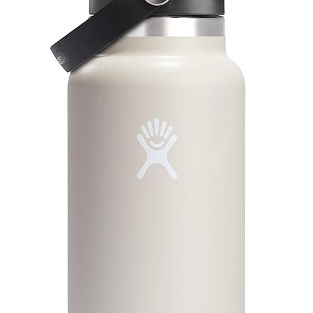 Hydro Flask Stainless Steel Wide Mouth Water Bottle with Flex Straw Lid and Double-Wall Vacuum Insulation