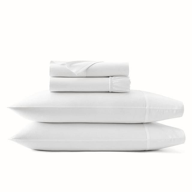 BOLL & BRANCH Signature Hemmed Sheet Set – Luxury 100% Organic Cotton – 1 Flat Sheet, 1 Fitted Sheet and 2 Pillowcases with 7” Hemline – Buttery Soft and Breathable, White, Queen