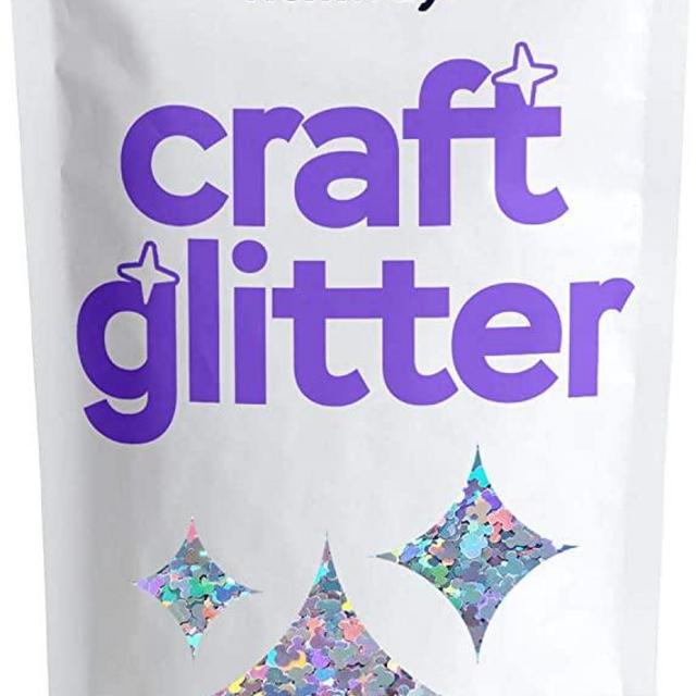 Hemway Craft Glitter - 1/6" 0.165" 4mm - Micky Mouse Glitter Sequin Confetti, Party Decoration, Nail, Body, Face, Arts, Crafts - Silver Holographic - 50g