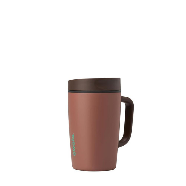 Owala SmoothSip Slider Stainless Steel Insulated Travel Mug with handle, 100% Leak Proof, For Hot and Cold Drinks, Travel Friendly with Sliding Lock Lid, 12oz, BPA Free, Leak Proof, Cozy Cocoa