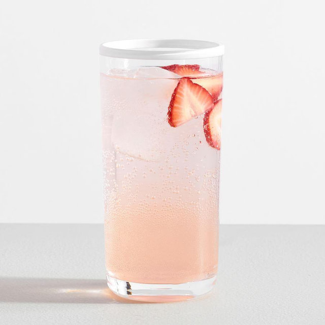 Stripe Rim Acrylic Tall Drinking Glasses, 19 oz., Set of 4 - White