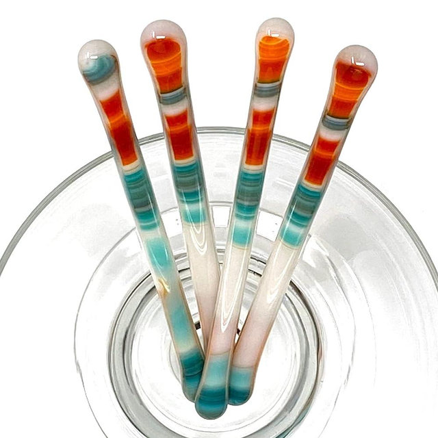 Handmade Glass Swizzle Sticks: Southwest (Limited Edition) - Cocktail Coffee Pitcher Stirrers - 5.50 inches - Set of 4 with Gift Box by studioTica